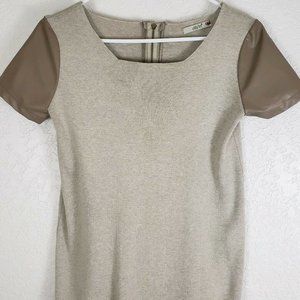 Dilvin Knit Top Full Zip Back Faux Leather